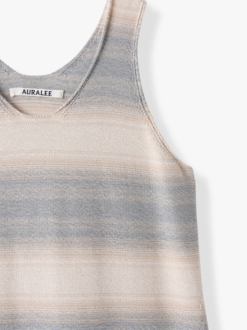 コットンシルク グラディエント ストライプ ニット スリーブレス ドレス 詳細画像 multi 2