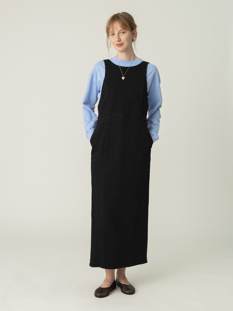デニム エプロン ドレス 詳細画像 black