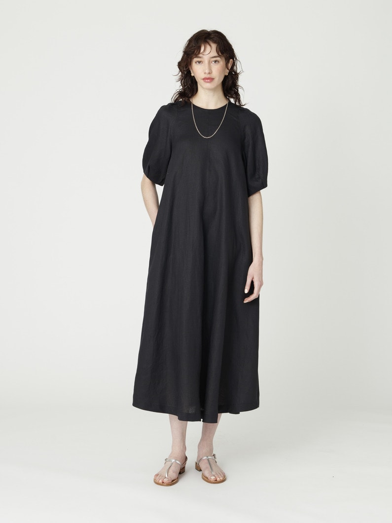 リネン フレア ドレス 詳細画像 black
