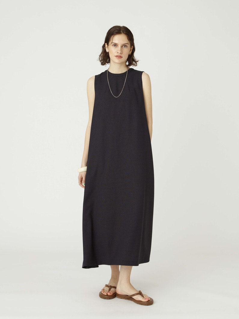 ネックスリット スリーブレス ドレス 詳細画像 navy