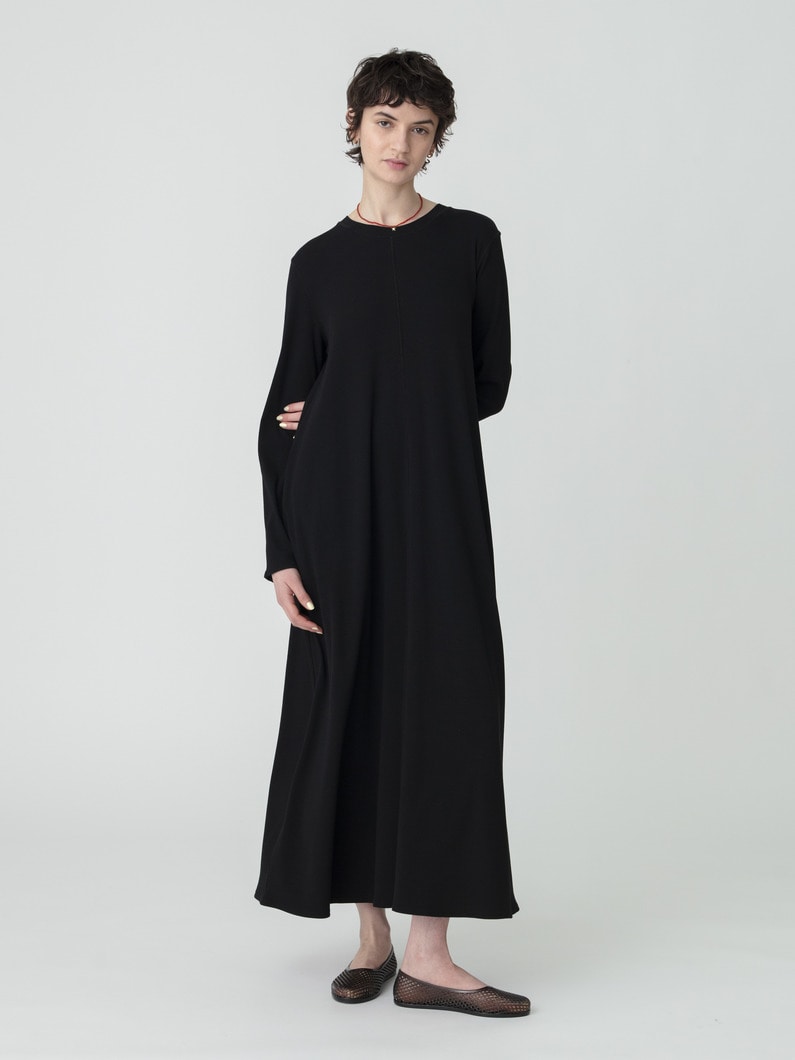 リブ フレア ロングドレス 詳細画像 black