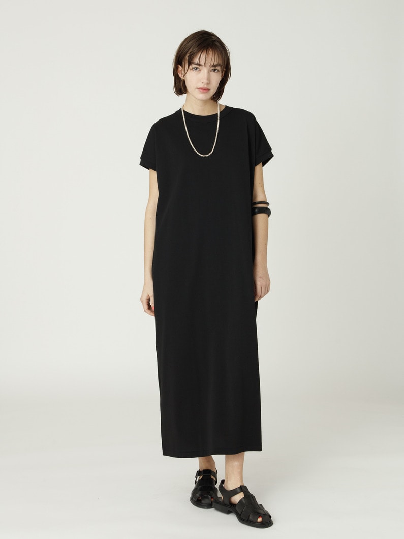 ドライコットン ジャージー ドレス（ホワイト/ブラック/チャコールグレー） 詳細画像 black