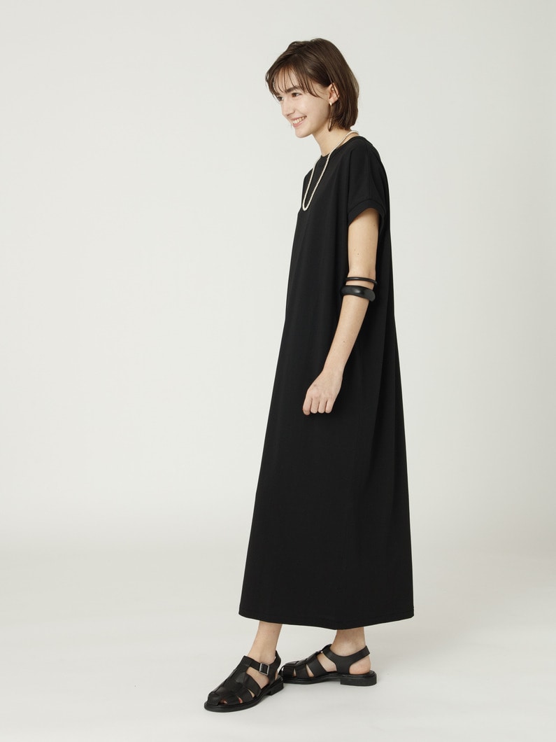 ドライコットン ジャージー ドレス（ホワイト/ブラック/チャコールグレー） 詳細画像 black 2
