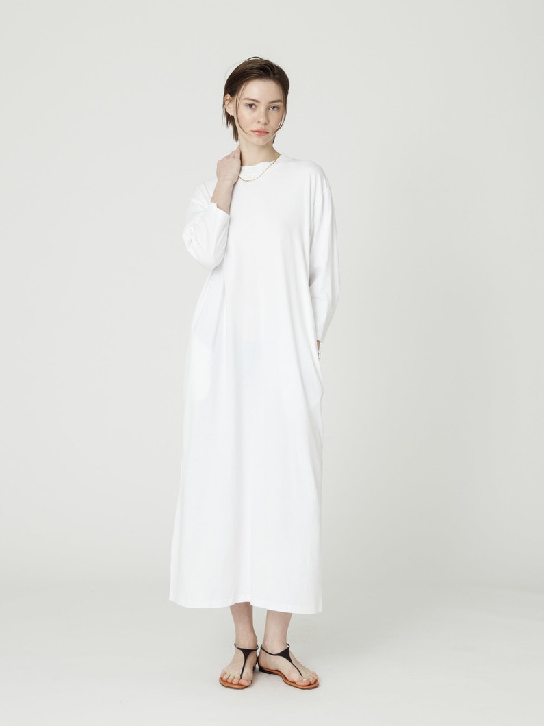 サステナブルコットン ロングスリーブ ドレス 詳細画像 white