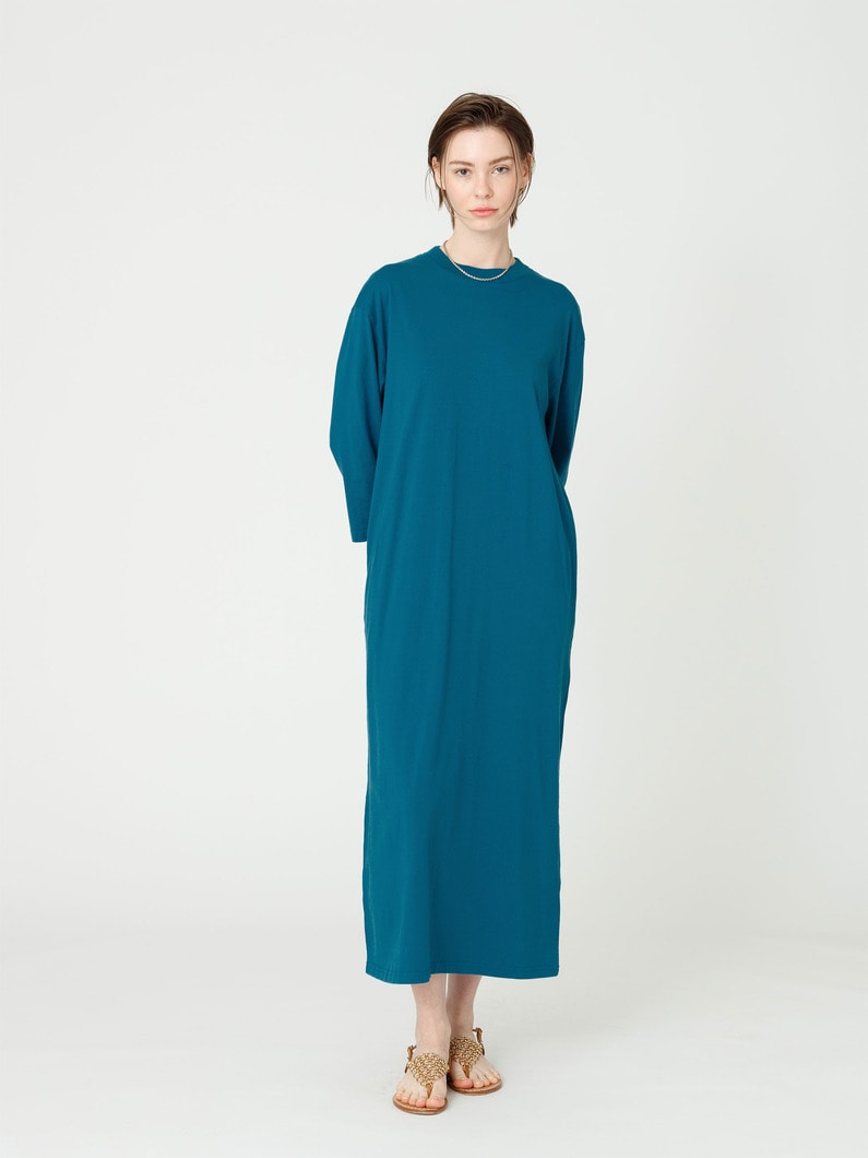 サステナブルコットン ロングスリーブ ドレス 詳細画像 blue