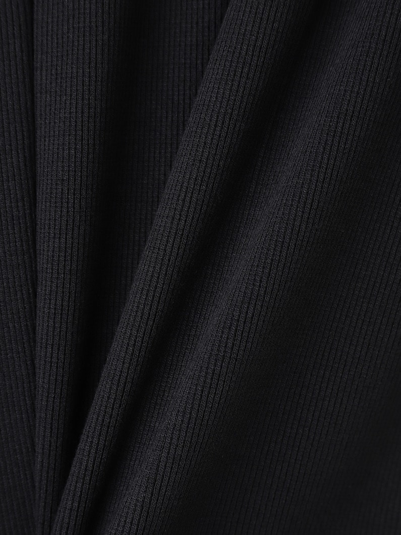 リブ ショートスリーブ ロングドレス 詳細画像 black 4
