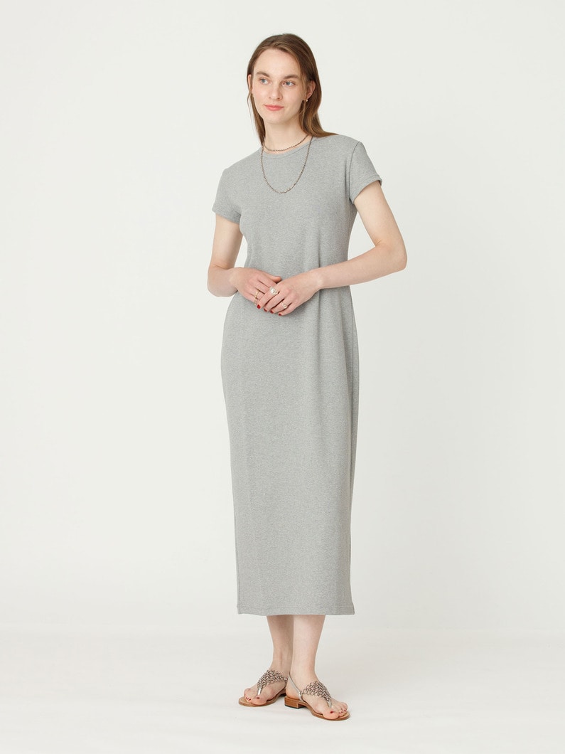 リブ ショートスリーブ ロングドレス 詳細画像 gray