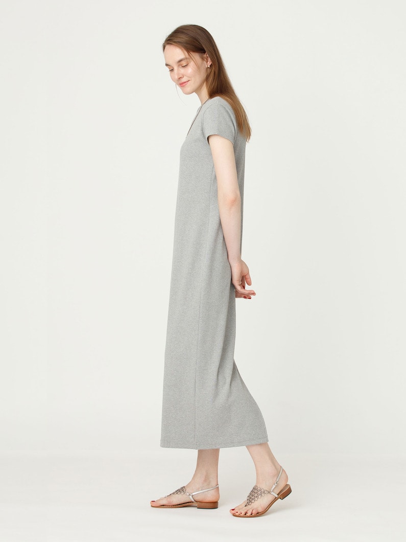 リブ ショートスリーブ ロングドレス 詳細画像 gray 2