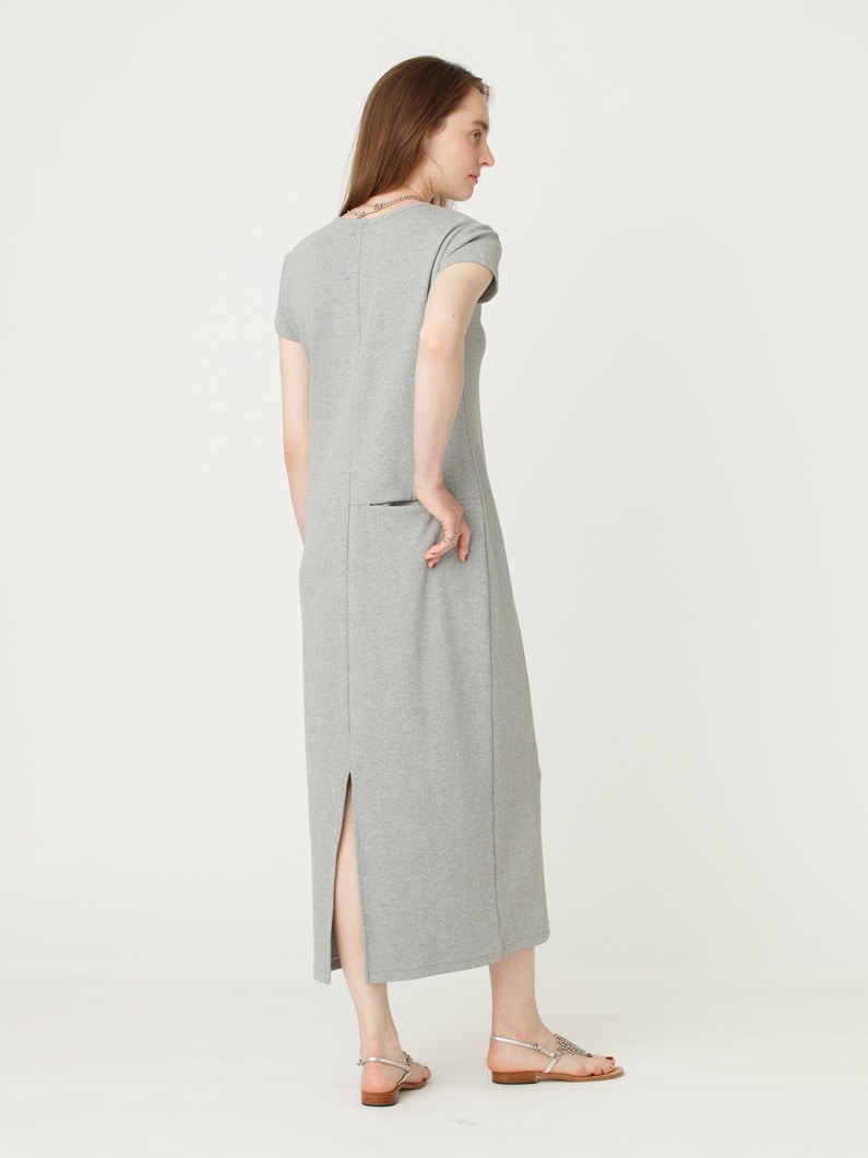 リブ ショートスリーブ ロングドレス 詳細画像 gray 3