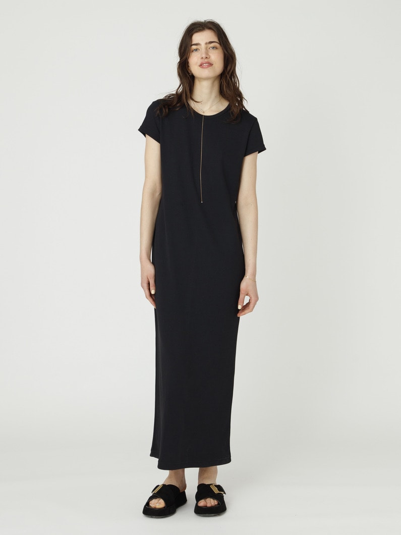 リブ ショートスリーブ ロングドレス 詳細画像 black 1