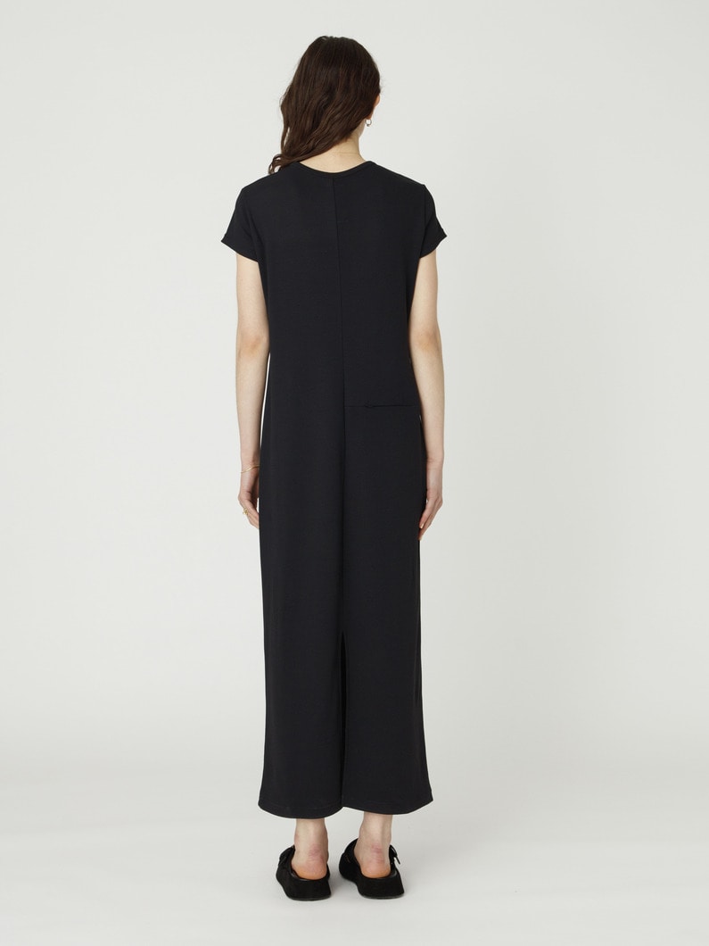 リブ ショートスリーブ ロングドレス 詳細画像 black 3