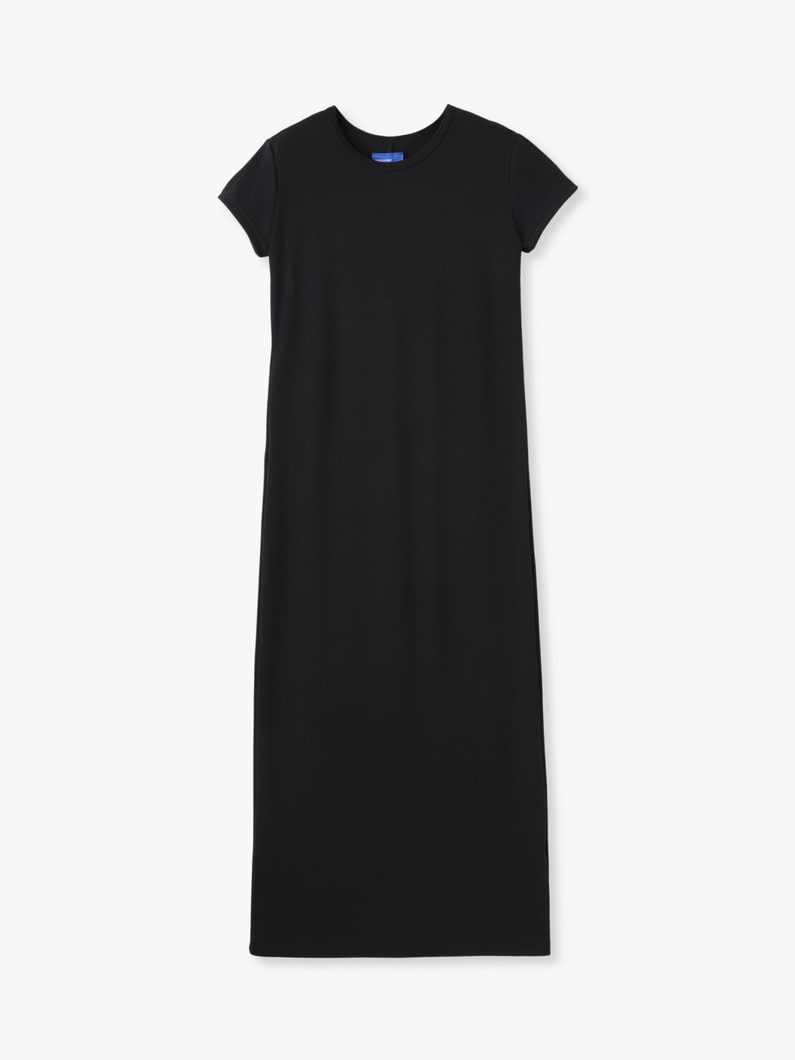 リブ ショートスリーブ ロングドレス 詳細画像 black 4