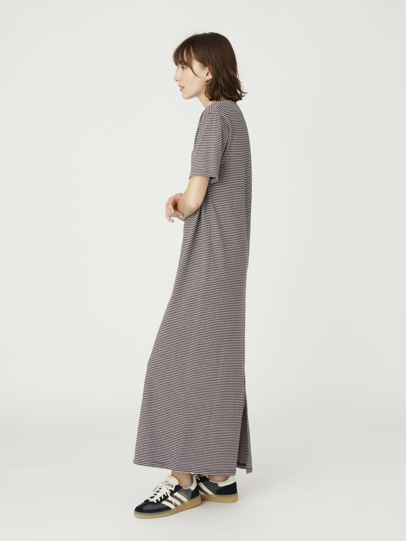 ナローストライプ カットソー ドレス 詳細画像 brown 2