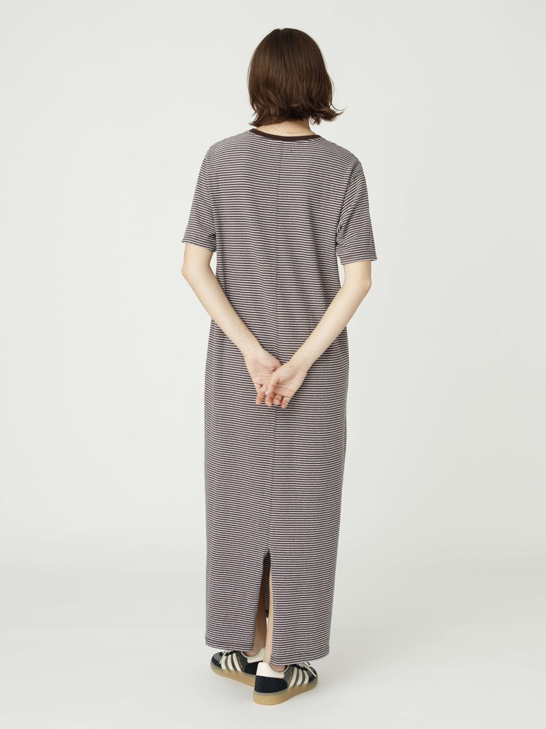 ナローストライプ カットソー ドレス 詳細画像 brown 3