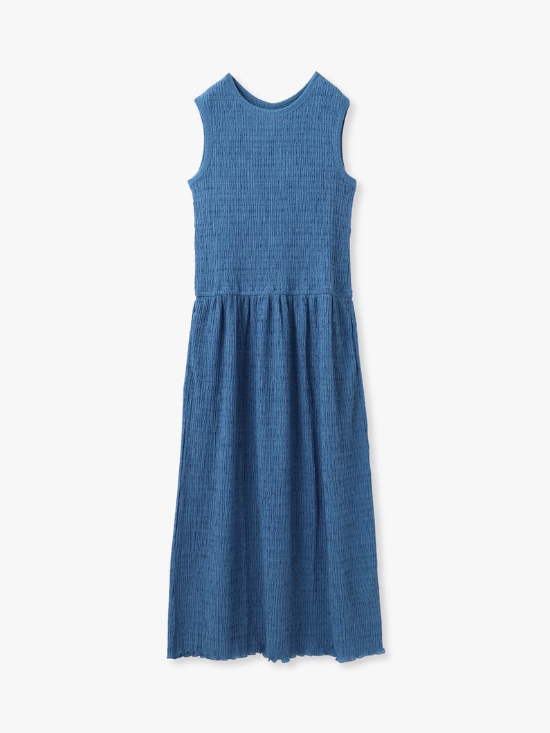 シャーリング スリーブレス ドレス 詳細画像 blue