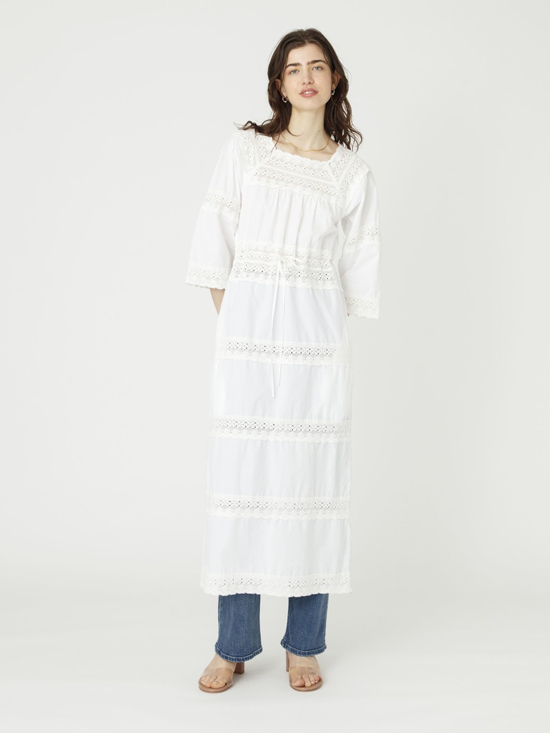 レース ディティール ロングドレス 詳細画像 white 1