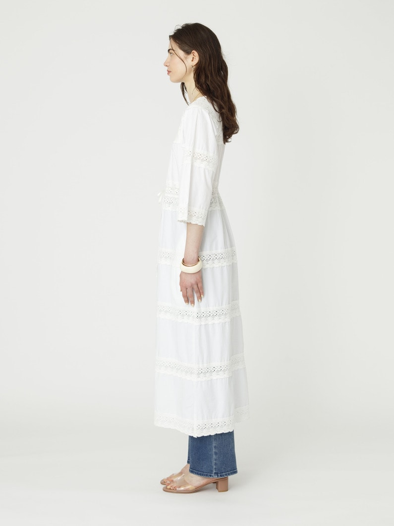 レース ディティール ロングドレス 詳細画像 white 2