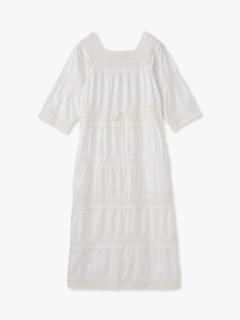 レース ディティール ロングドレス 詳細画像 white 4