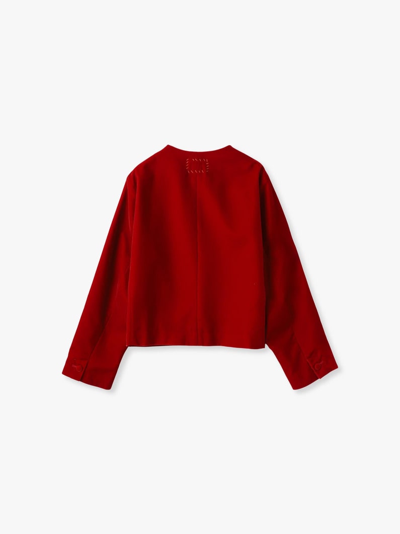 ベルベット ノーカラー ジャケット 詳細画像 red 1