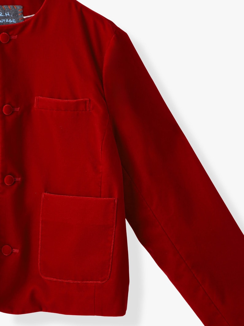 ベルベット ノーカラー ジャケット 詳細画像 red 2