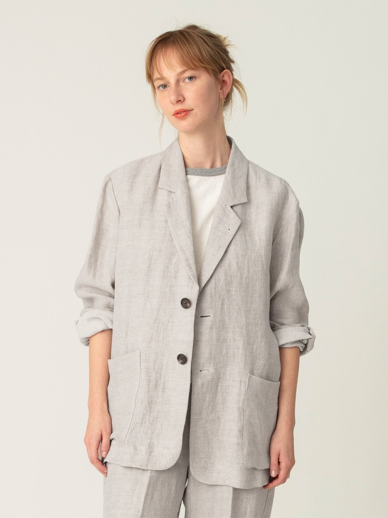 リネン ジャケット（ベージュ/ネイビー） 詳細画像 beige 1