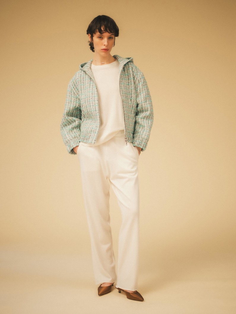 ツイード ジップアップ フーディー ジャケット 詳細画像 black 4