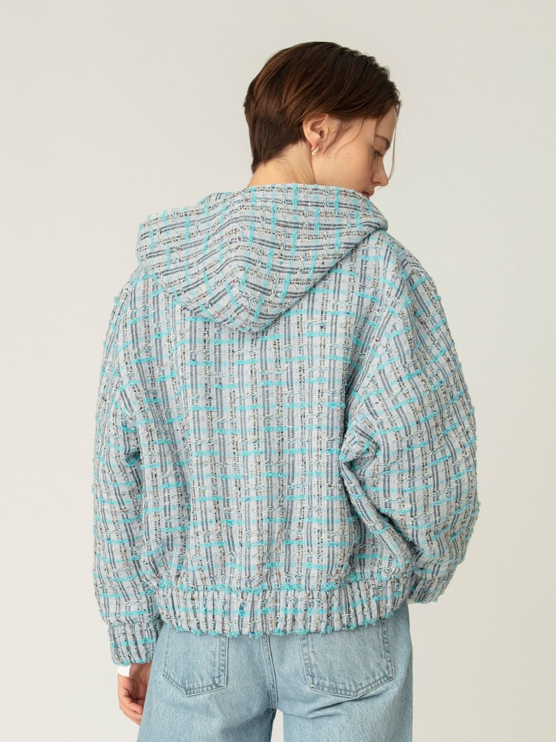 ツイード ジップアップ フーディー ジャケット 詳細画像 light blue 3