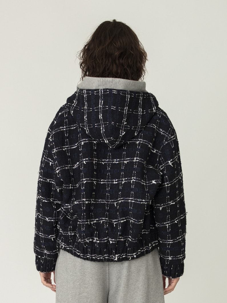 ツイード ジップアップ フーディー ジャケット 詳細画像 navy 2