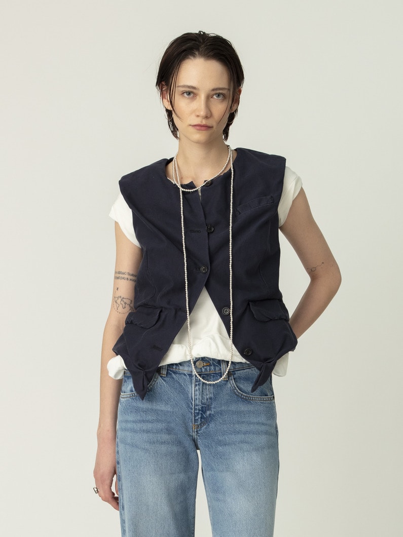 コットン スリーブレス ジャケット 詳細画像 navy 1