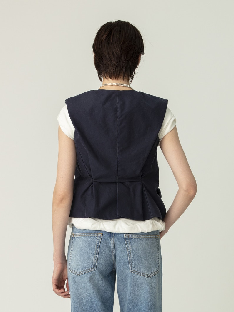 コットン スリーブレス ジャケット 詳細画像 navy 2