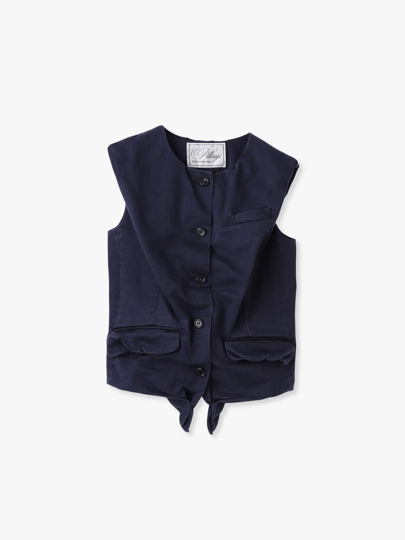 コットン スリーブレス ジャケット 詳細画像 navy 3