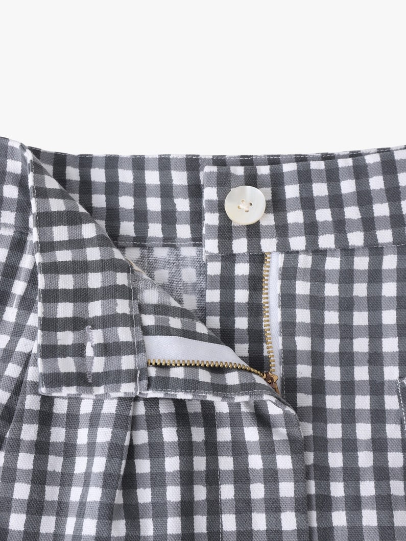 ギンガムチェック プリント キャンバス スカート 詳細画像 black 2
