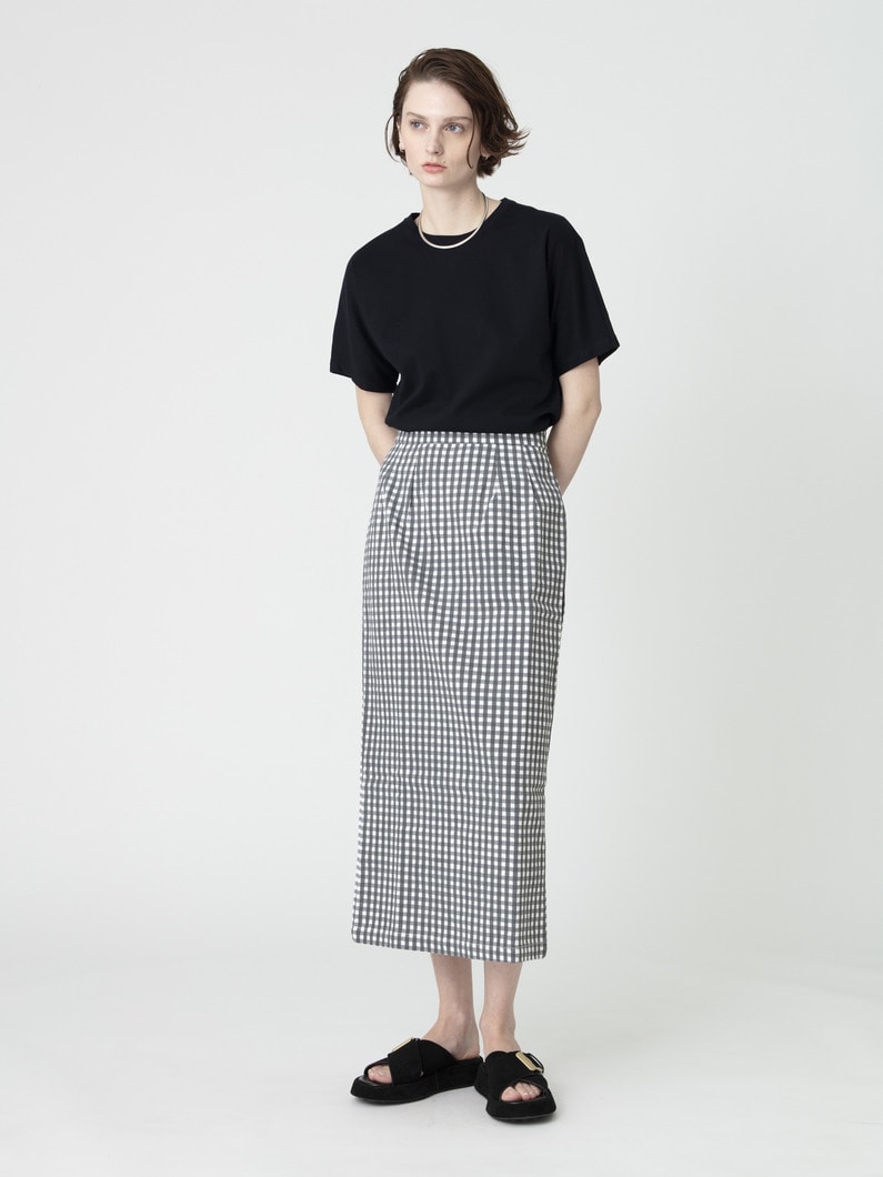 ギンガムチェック プリント キャンバス スカート 詳細画像 black 4