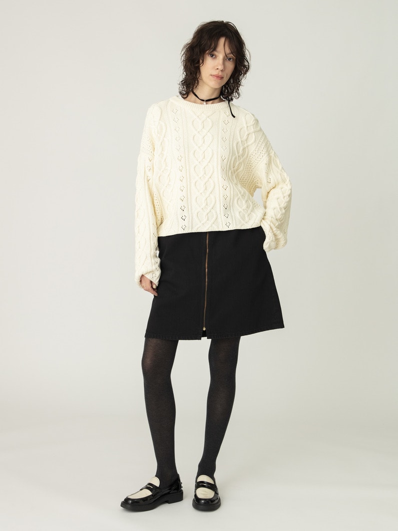 フロントジップ デニム ミニスカート 詳細画像 black 1