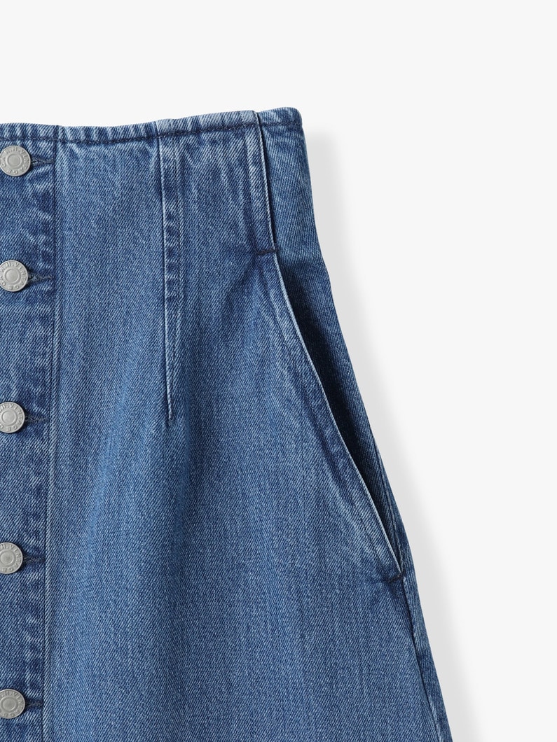 ハイウエスト ボタン デニムスカート 詳細画像 black 3