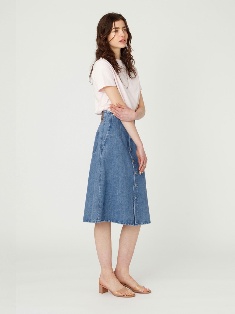 ハイウエスト ボタン デニムスカート 詳細画像 blue 2