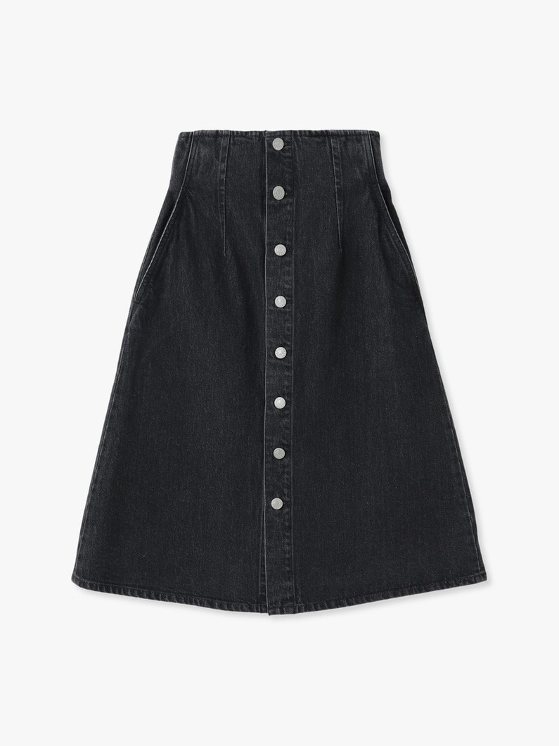 ハイウエスト ボタン デニムスカート 詳細画像 black 5