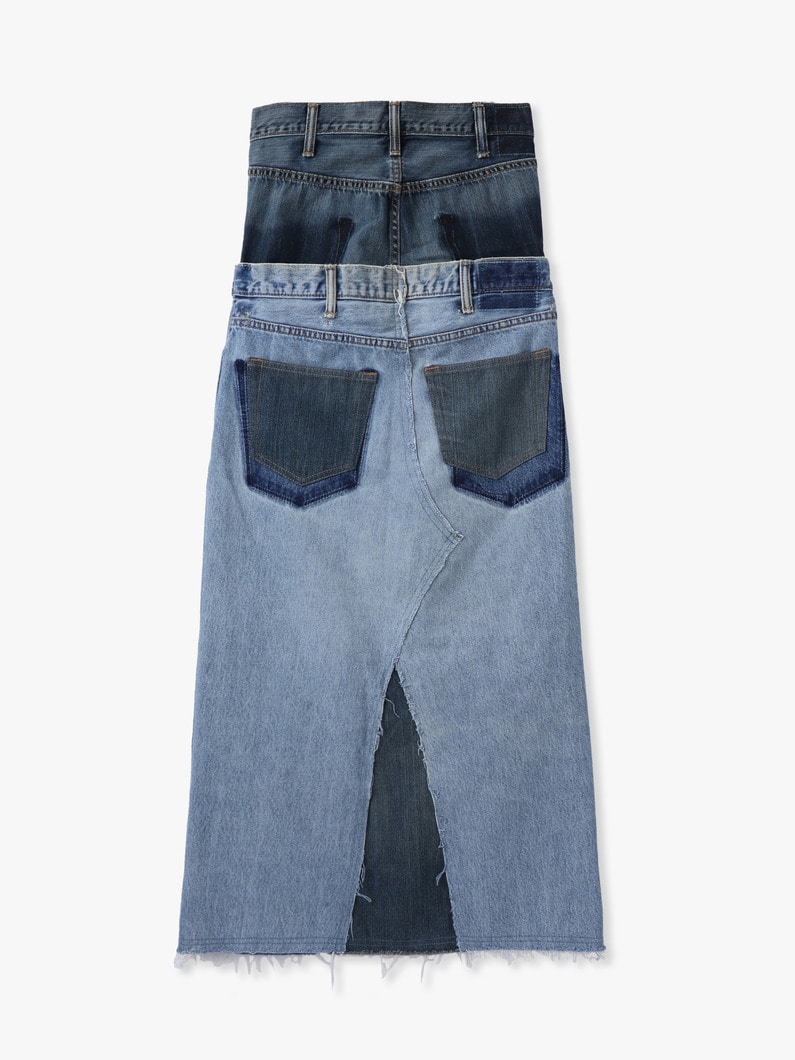 ダブルウエスト Iライン デニム スカート 詳細画像 blue 1