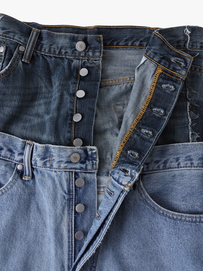 ダブルウエスト Iライン デニム スカート 詳細画像 blue 3