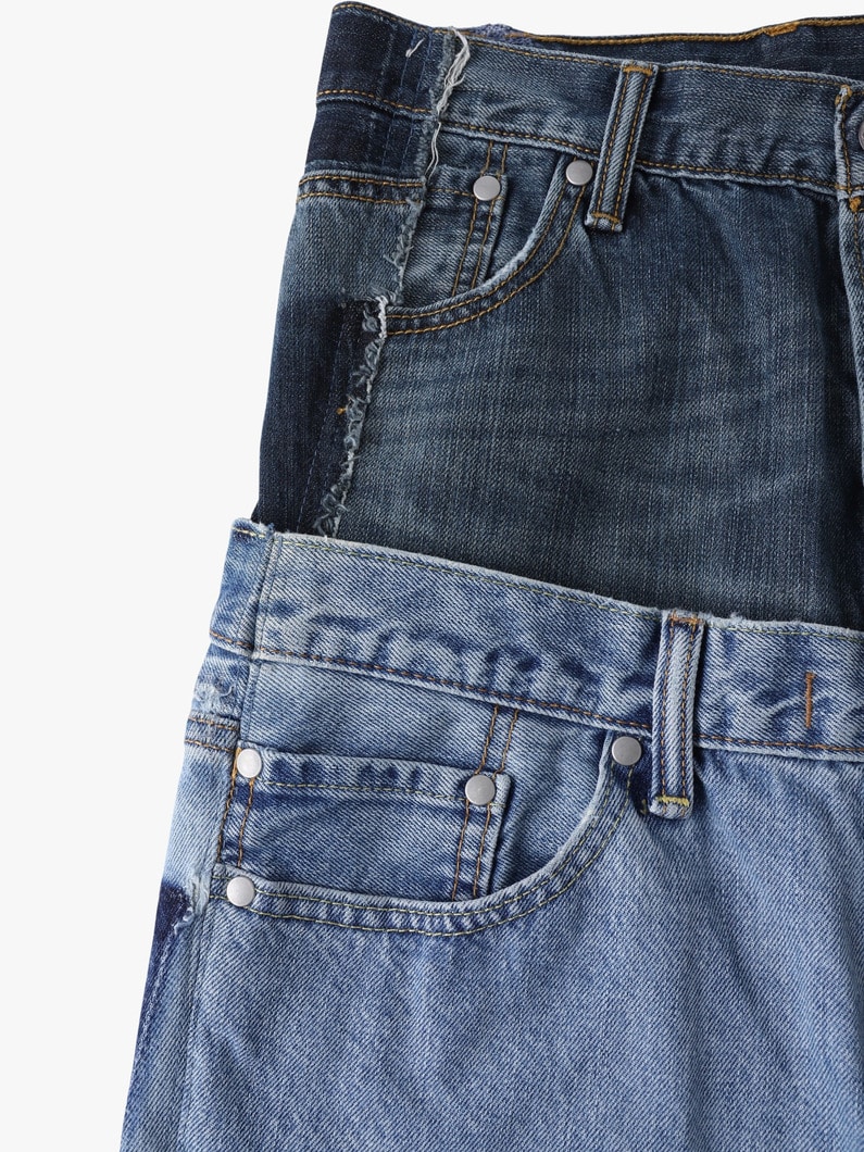 ダブルウエスト Iライン デニム スカート 詳細画像 blue 4