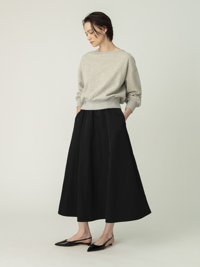 ギャザー フレアスカート（アイボリー/ブラック） 詳細画像 black 2