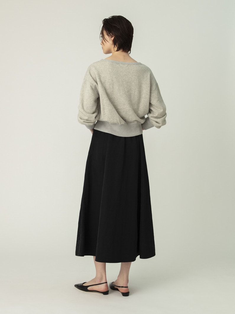ギャザー フレアスカート（アイボリー/ブラック） 詳細画像 black 3