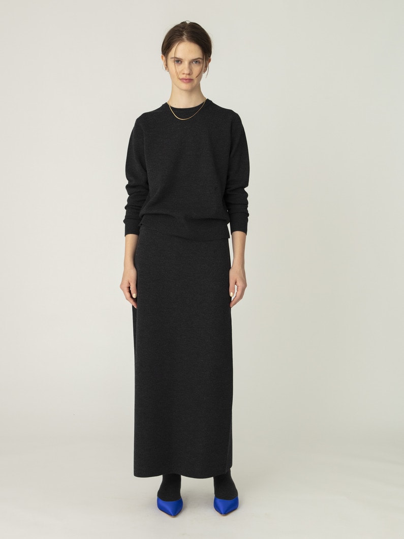 ハイゲージ ミラノリブ ニット スカート 詳細画像 charcoal gray