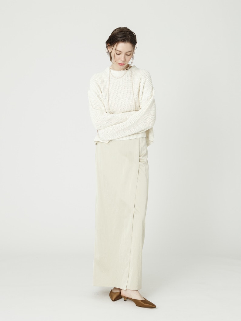 サテン マキシスカート（ベージュ/ブラック） 詳細画像 beige 1