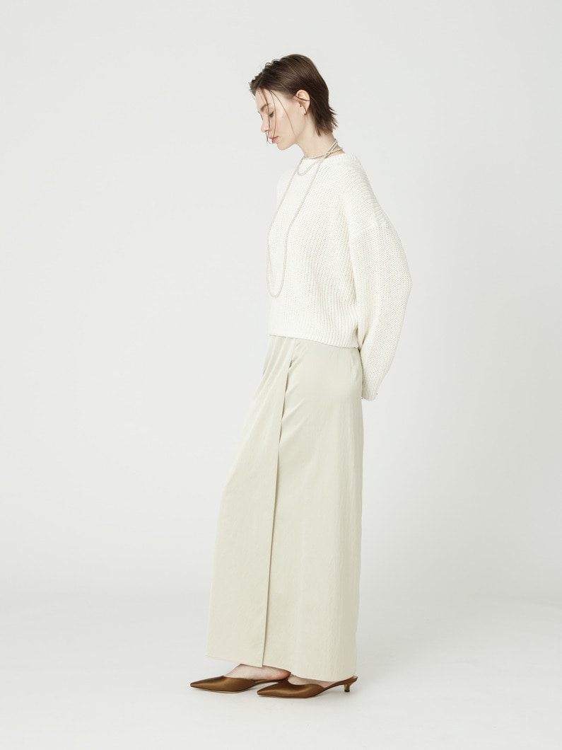 サテン マキシスカート（ベージュ/ブラック） 詳細画像 beige 2