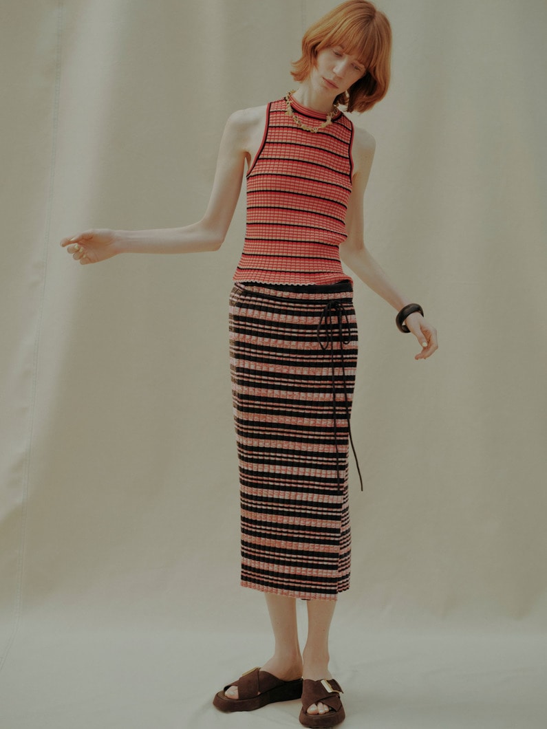 ローズ ストライプ ラップスカート 詳細画像 multi 1