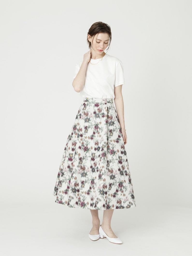 フェードフラワー ジャカード フレア スカート 詳細画像 ivory 1