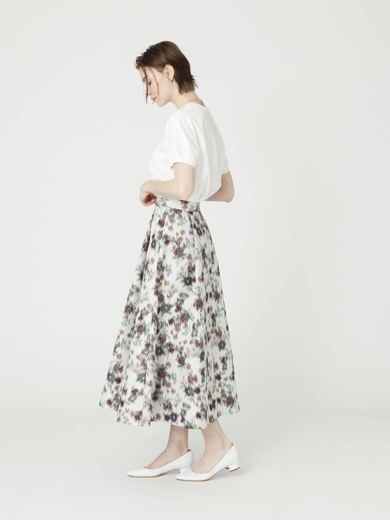 フェードフラワー ジャカード フレア スカート 詳細画像 ivory 2