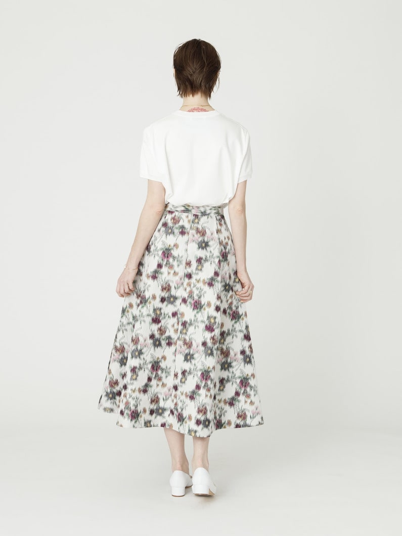 フェードフラワー ジャカード フレア スカート 詳細画像 ivory 3