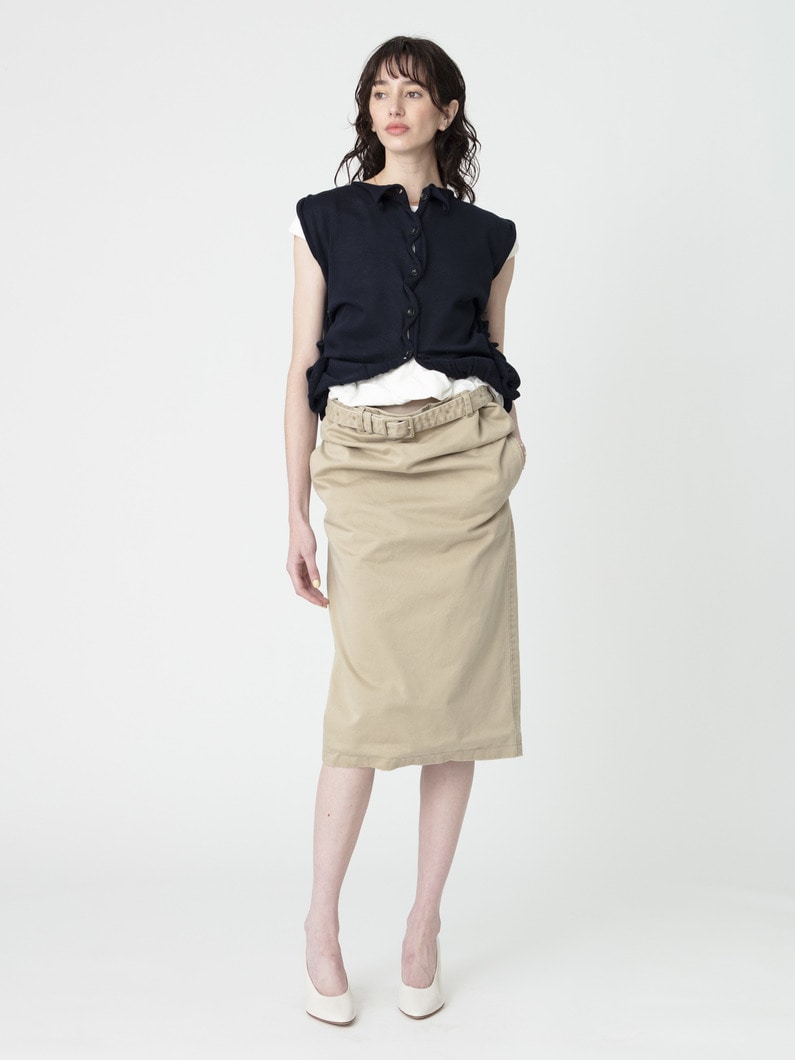 オーバー ウエスト ベルテッド スカート 詳細画像 beige